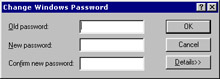  This figure shows the Change Windows Password dialog box that allows you to change the password for the end user who is currently logged on.