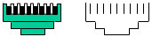 The figure illustrates the eight pins in an RJ-45 connector.