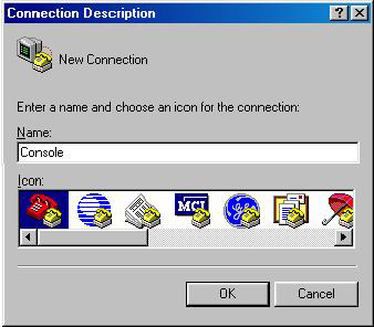 This figure shows the Connection Description dialog box displayed on running the hypertm command.