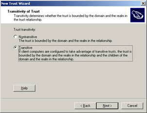  This figure shows the type of trust transitivity that determines if both the specified domains are bound to the trust relationship.