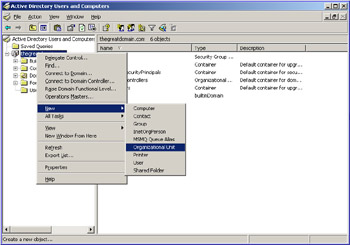  This figure shows the options of the shortcut menu of the thegreatdomain.com node.