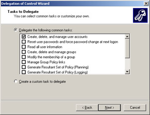  This figure shows the Create, delete, and manage user accounts option selected.