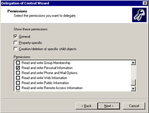  This figure shows the Read and write Personal Information option selected.