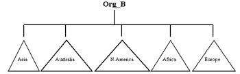  This figure shows the Active Director domain for OUs of the branch offices of Org_B.