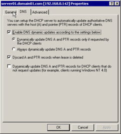 This figure shows that the DNS server is dynamically updated when the DHCP clients make requests for a dynamic update. The old entries in the DNS server database are discarded automatically when the lease of the DHCP client expires.