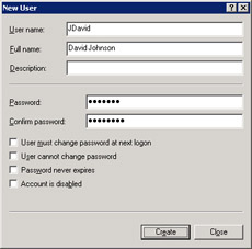  This figure shows the local user account details of the end user, David Johnson.