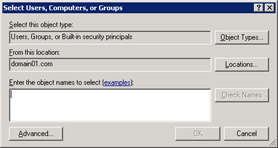  This figure shows the options for adding objects, such as users, computers, and groups, to the domain.