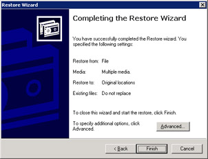  This figure shows the Where to Restore page with the Original, Alternate, and Single folder options that determine the location to restore the backed up files.