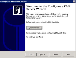 This figure shows the wizard that helps you to create forward and reverse lookup zones to configure a DNS server.