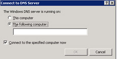  This figure shows the two options that help you to connect to a DNS server located either on the same computer or a remote computer.
