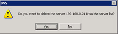  This figure shows the message that confirms whether you want to delete the specified server from the console tree or not.