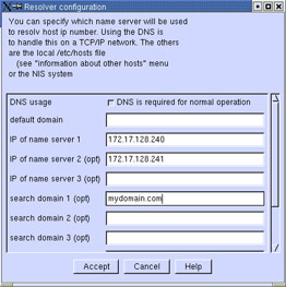 This figure shows the Resolver configuration window in which you can specify various DNS related settings.