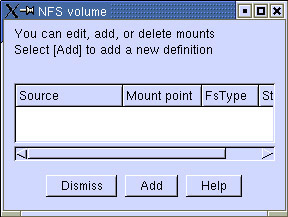 This figure shows the NFS volume window.