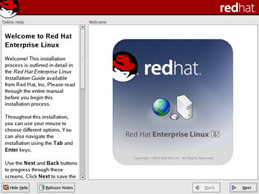  This figure shows the Online Help pane, which provides information about the installation of Red Hat Enterprise Linux.
