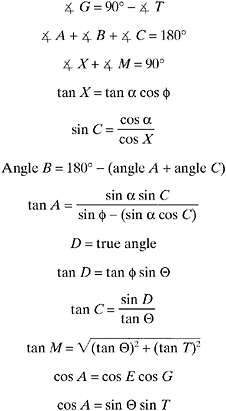 Sine Bar Calculation Chart